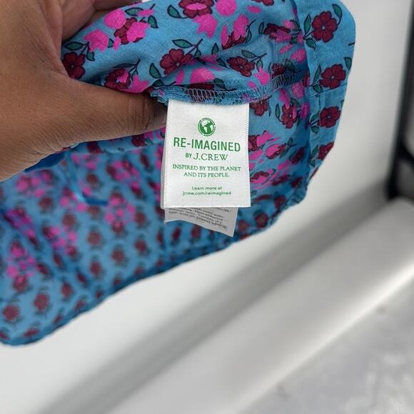 J. Crew Dolman Sleeve Mini Dress Blue Pink Cotton pockets size S festival - Picture 5 of 7